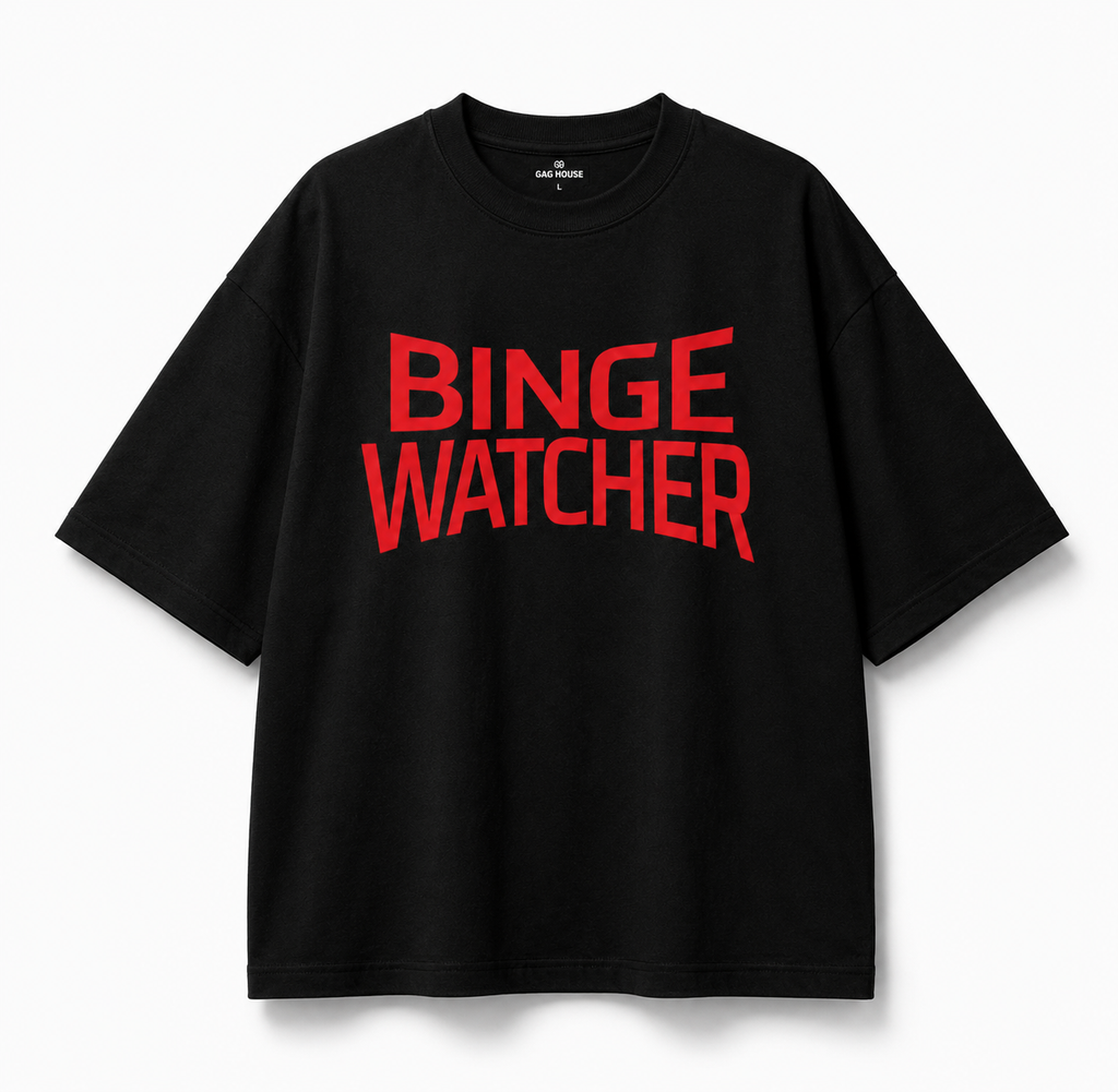 Binge Watcher - Black Oversized tee