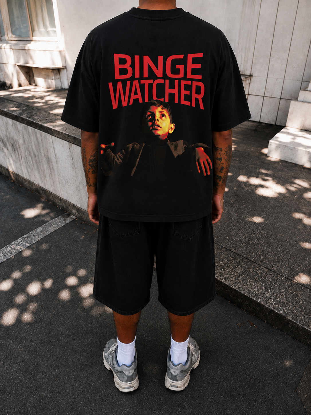Binge Watcher - Black Oversized tee