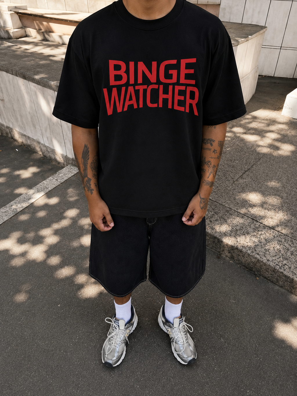 Binge Watcher - Black Oversized tee