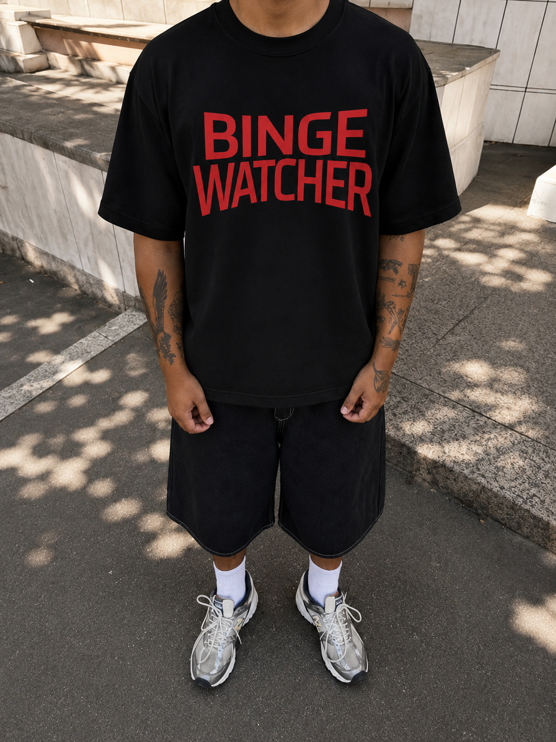 Binge Watcher - Black Oversized tee